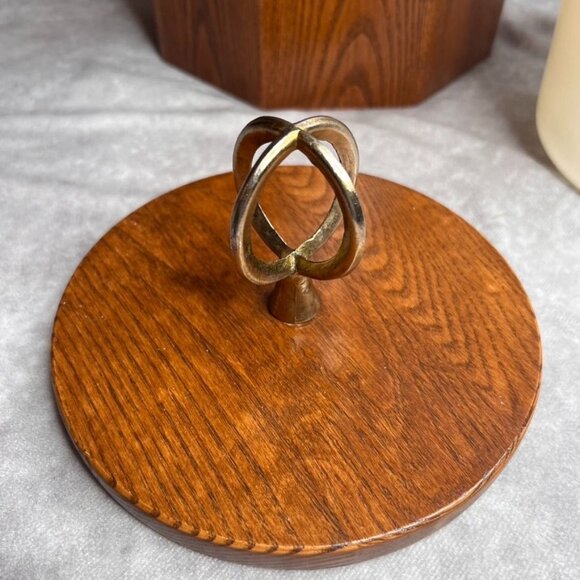 Vintage Morgan Designs Bucket Brigade Oak Ice Bucket With Lid MCM Wood USA *READ - Picture 3 of 16